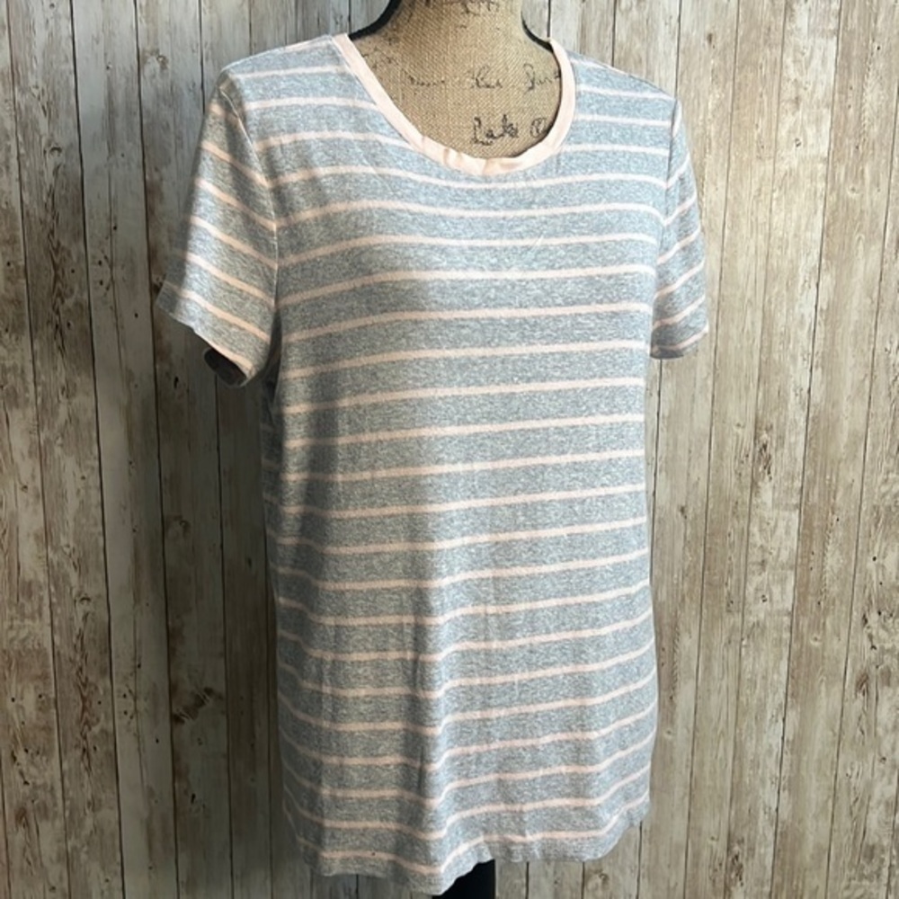 Faded Glory Grey & Pink Striped T-Shirt